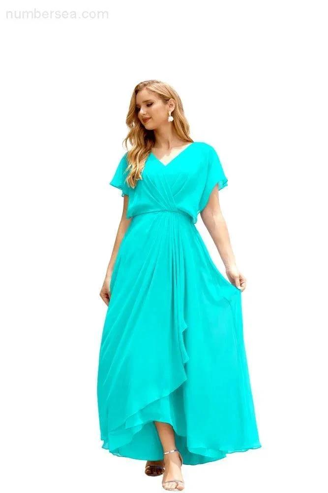 Zapdress Mother of The Bride Dresses Plus Size V-Neck Floor Length Formal Prom Dress for Wedding Guest 28020 (ZD17058)