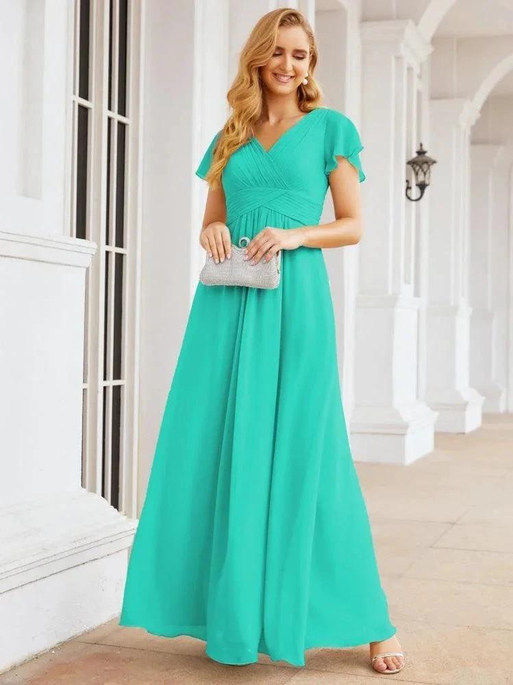 Numbersea Formal Prom Gowns for Mother of The Bride Cap Sleeves Bridesmaid Dress 28047 by numbersea
