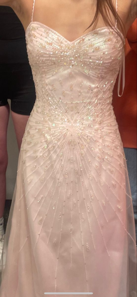 Pink Beaded Long Prom Dress A Line Formal Evening Gown
