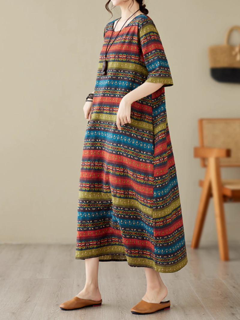 Classic Charmer Color Striped Printed Midi Dress