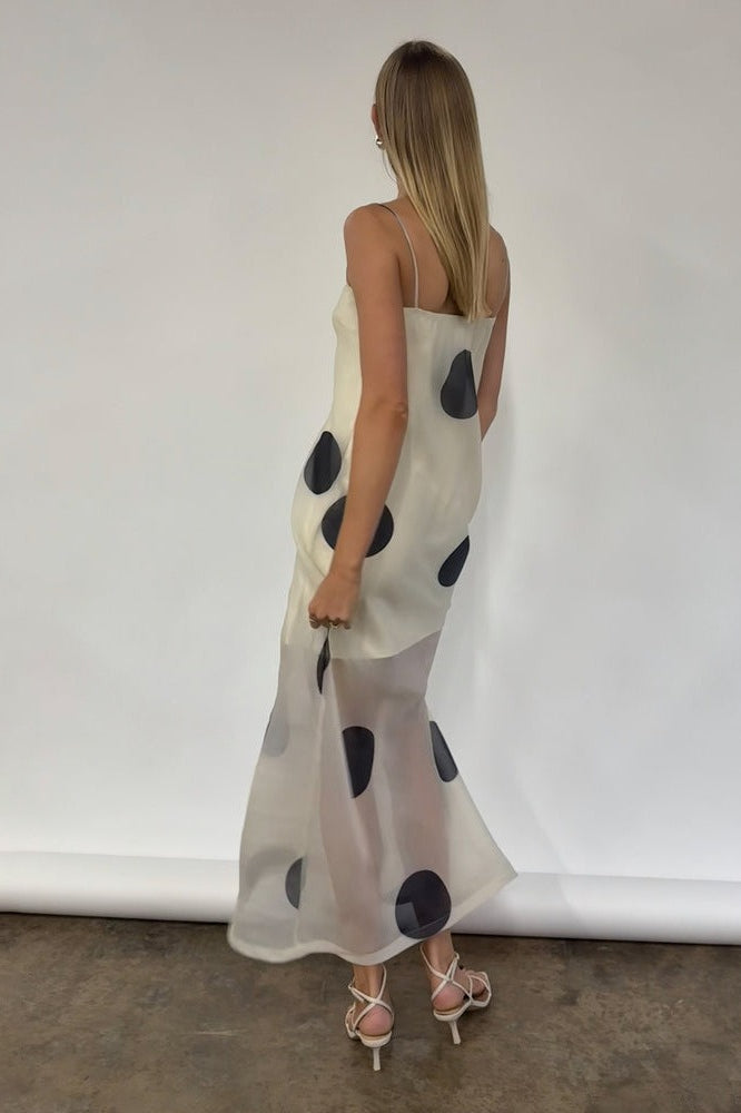 Polka Dot Bodycon Cami Maxi Dress - View 3 | VelvetHem