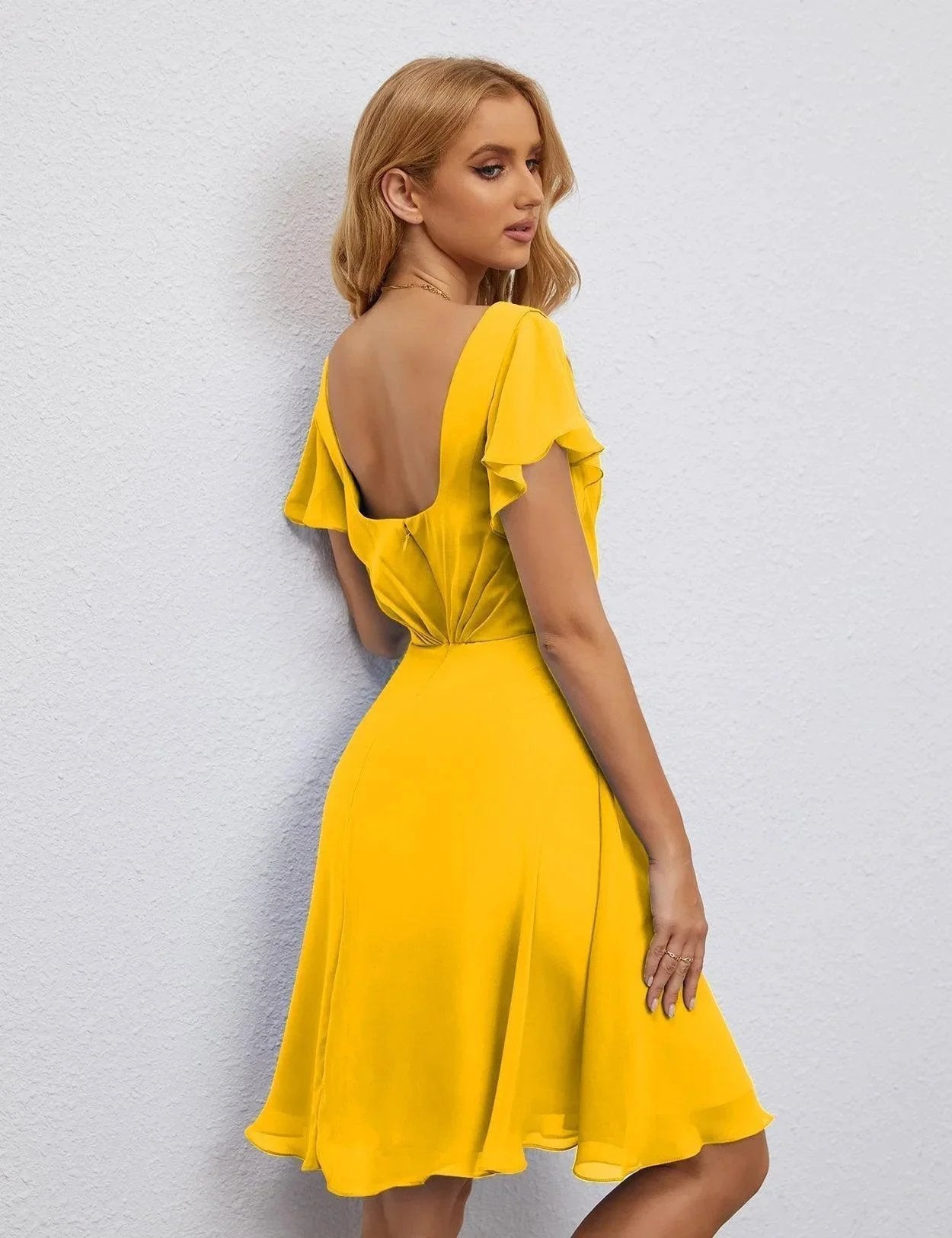ZapDress U Back Homecoming Dress Formal Prom Dress Knee Length Short Sleeves Cocktail Party Dress 28077 (ZD16953)