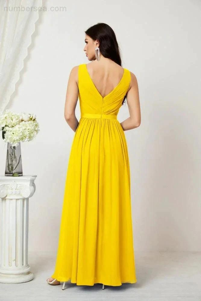 Women's Chiffon Long Bridesmaid Dresses A line Sleeveless Formal Prom Gown for Evening Party Homecoming Dresses 2808 (ZD16947)