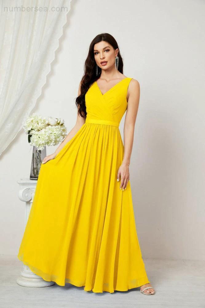Women's Chiffon Long Bridesmaid Dresses A line Sleeveless Formal Prom Gown for Evening Party Homecoming Dresses 2808 (ZD16947)