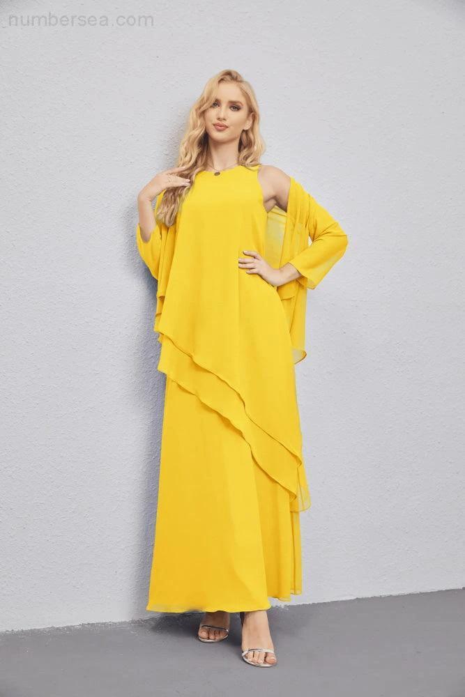 Mother of Bride Dresses with Open Front Lightweight Cardigan Formal Prom Gown 28081 (ZD16990)