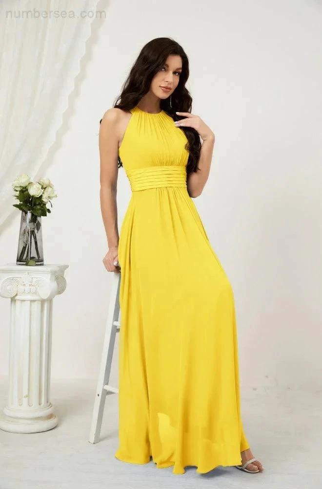 ZapDress Formal Party Gown Dress Chiffon Halter Long Sleeveless Bridesmaid Dresses 2802 (ZD16960)