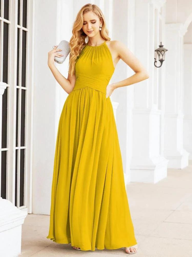 Numbersea Sleeveless Bridesmaid Dresses Long Prom Gown Zipper with Keyhole Back 28056 by numbersea