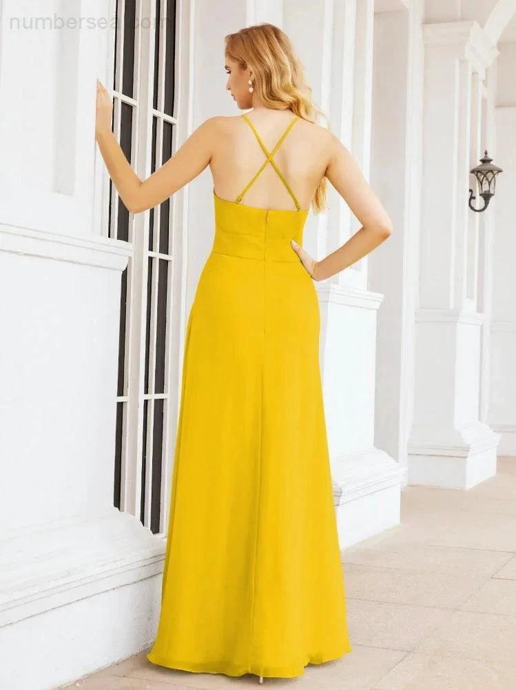 ZapDress Halter Bridesmaid Dresses with Pockets Sleeveless Formal Evening Party Prom Gowns 28055 (ZD17039)