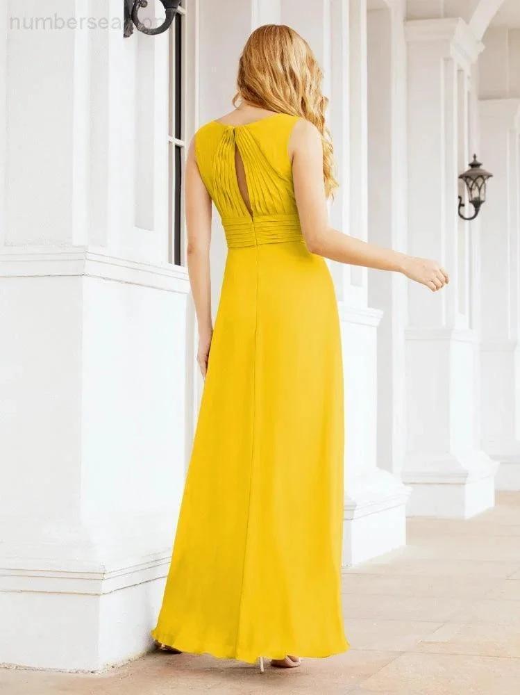 Formal Prom Gown Elegant V-Neck Sleeveless Bridesmaid Dresses for Wedding Party 28037 (ZD17021)
