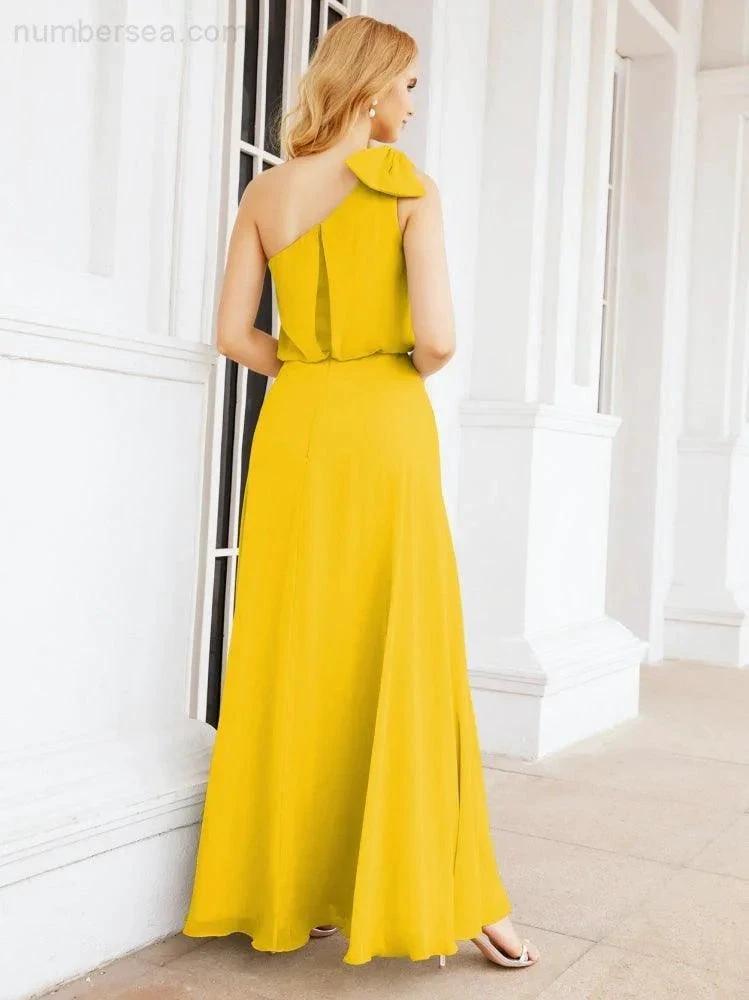 ZapDress Chiffon Ruffled One Shoulder Sleeveless Long Bride Dresses A-line Formal Evening Gown Side Split 28057 (ZD17041)