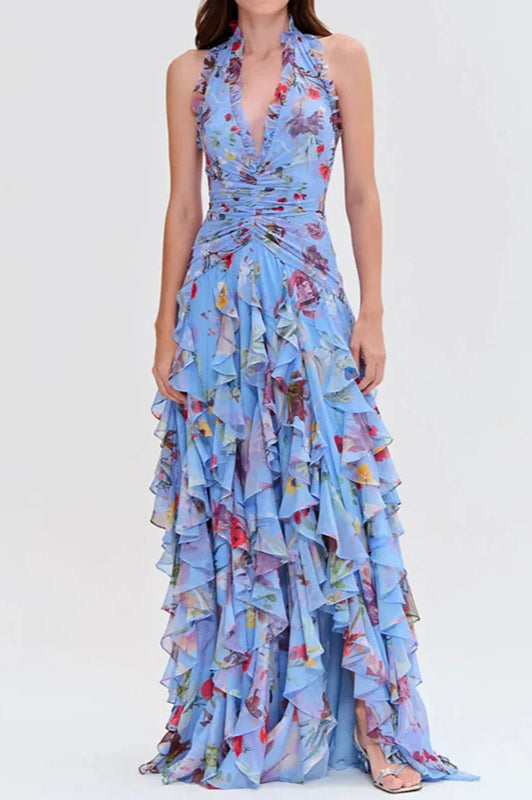 Sleeveless Hollow Maxi Floral Dress - View 4 | FashionDia