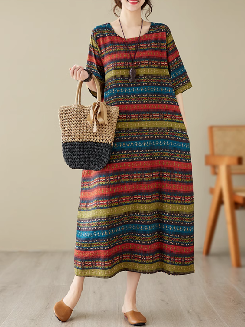 Classic Charmer Color Striped Printed Midi Dress