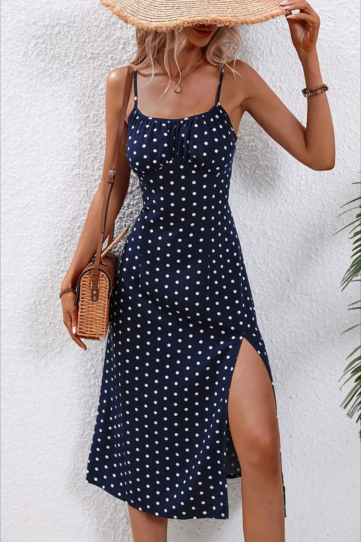 Spaghetti Strap Slit Floral Dress - View 9 | FashionDia