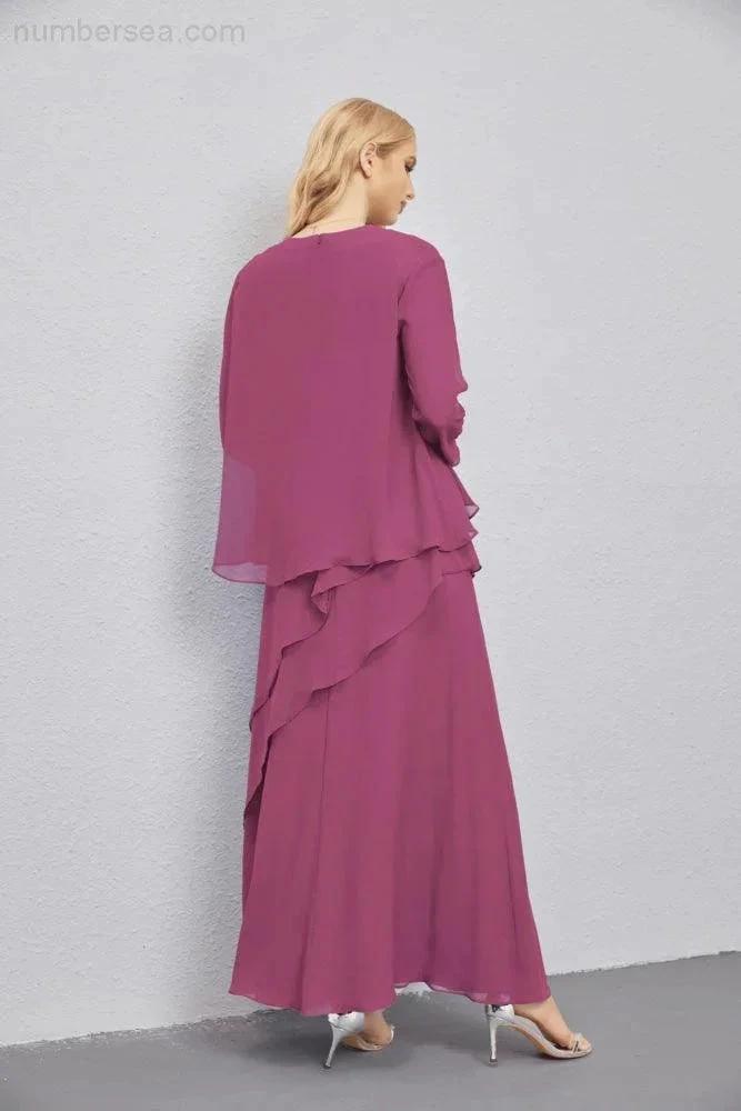 Mother of Bride Dresses with Open Front Lightweight Cardigan Formal Prom Gown 28081 (ZD16990)