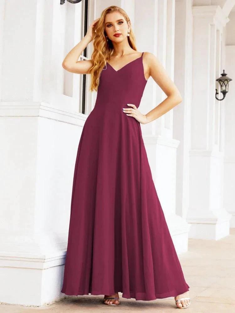 Numbersea Spaghetti Strap Bridesmaid Dresses V Neck Butterfly Back Fromal Evening Party Prom Gown 28036 by numbersea