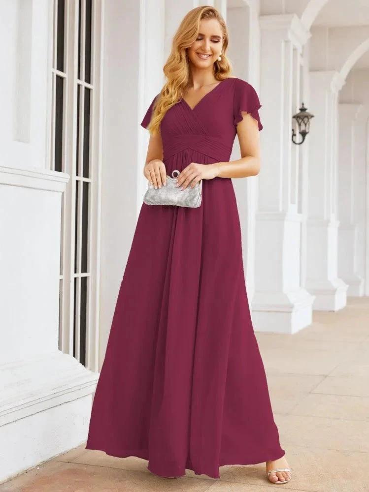 Numbersea Formal Prom Gowns for Mother of The Bride Cap Sleeves Bridesmaid Dress 28047 by numbersea