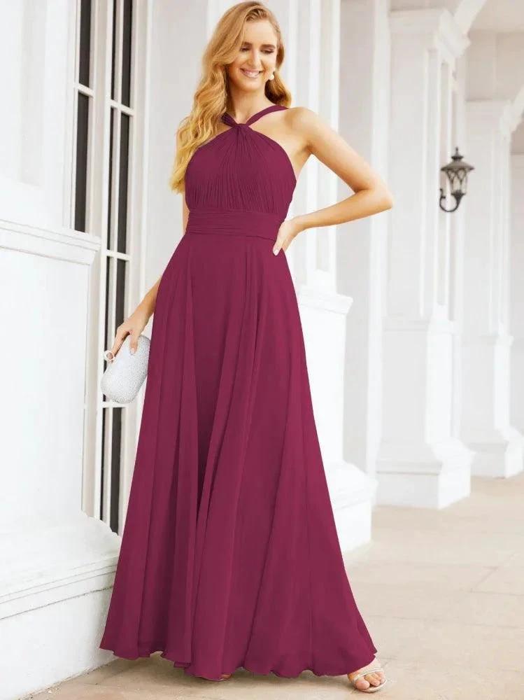Numbersea Crisscross Halter Bridesmaid Dresses for Party Wedding Evening Prom Maxi Ball Gowns 28053 by numbersea