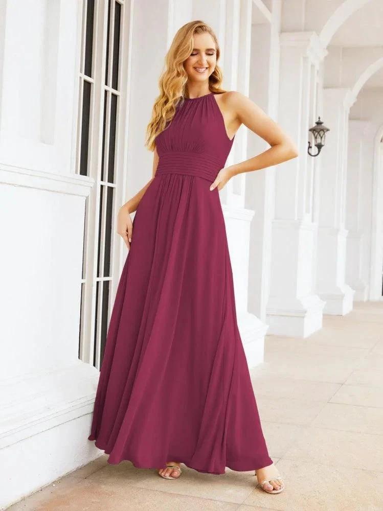 Numbersea Keyhole Bridesmaid Dresses Sleeveless Formal Evening Party Prom Gowns 28043 by numbersea