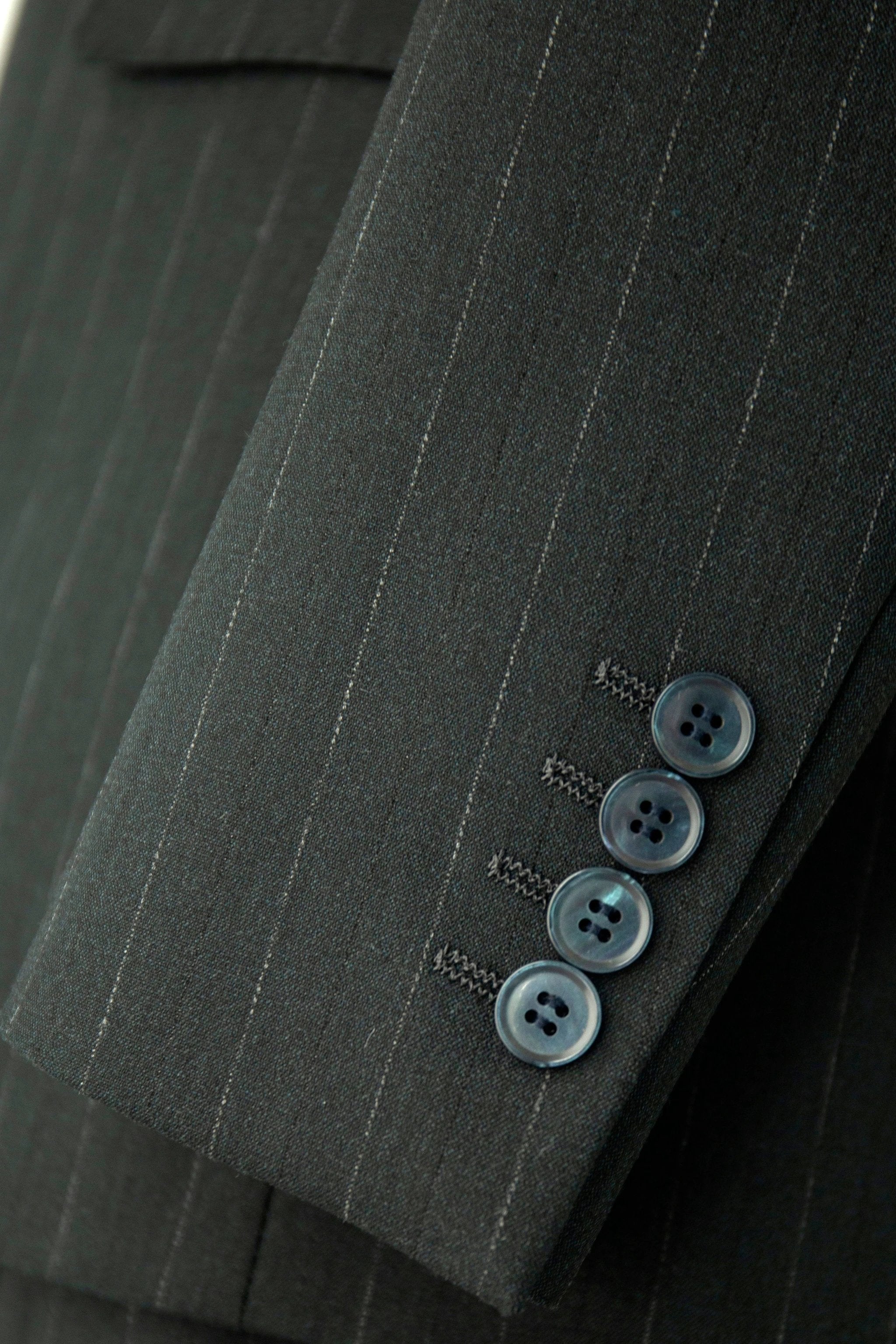 Charcoal Pinstripe Double Breasted Wool Suit for Formal Groom (ZD17091)
