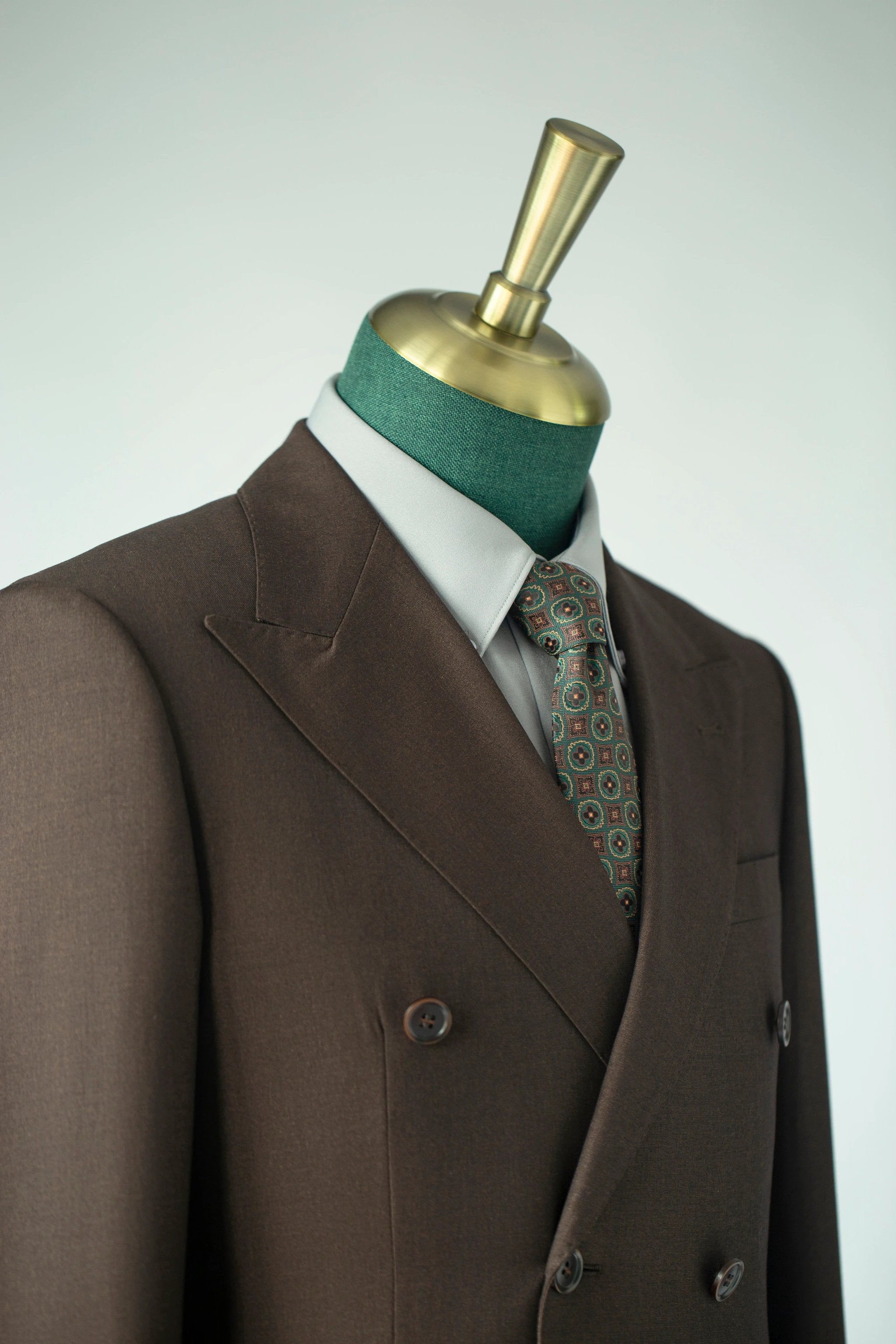 Double Breasted Dark Brown Wool Suit Tailored Formal Groom and Business (ZD17090)