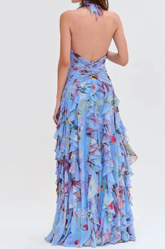 Sleeveless Hollow Maxi Floral Dress - View 5 | FashionDia