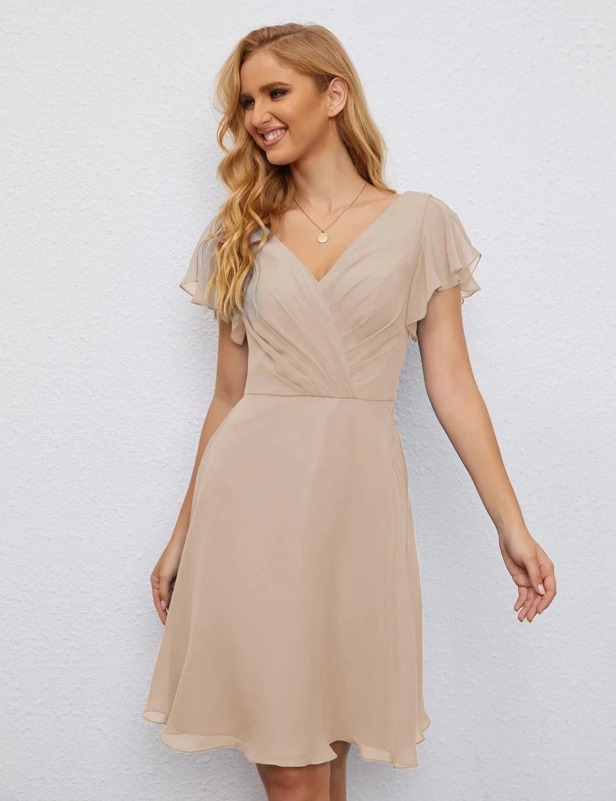 ZapDress U Back Homecoming Dress Formal Prom Dress Knee Length Short Sleeves Cocktail Party Dress 28077 (ZD16953)