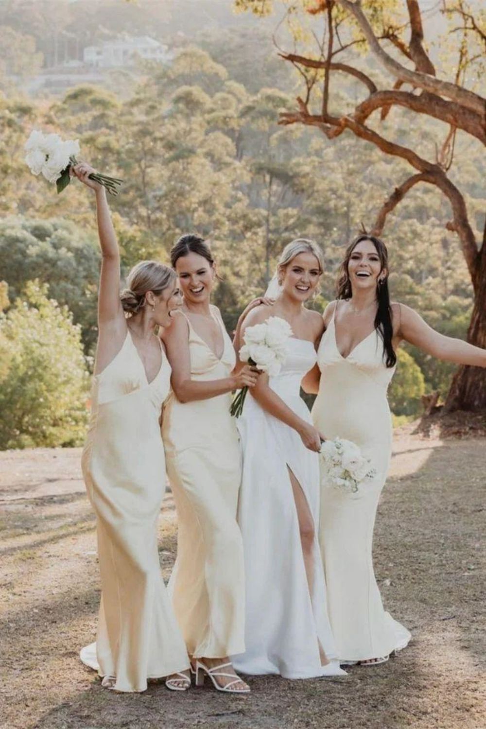 Charming Mermaid V Neck Yellow Long Bridesmaid Dress