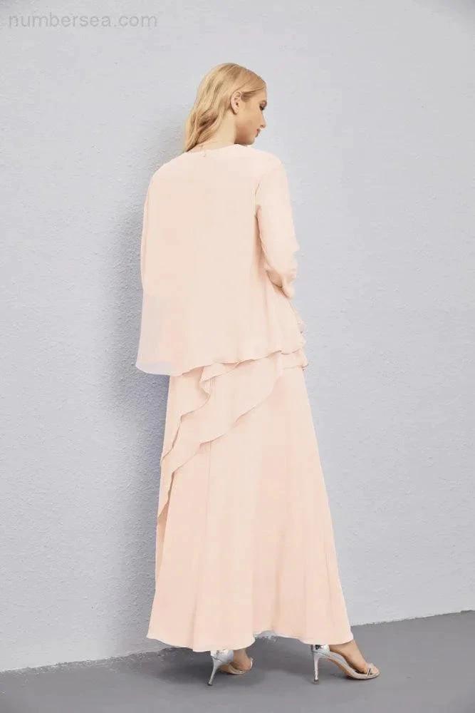 Mother of Bride Dresses with Open Front Lightweight Cardigan Formal Prom Gown 28081 (ZD16990)