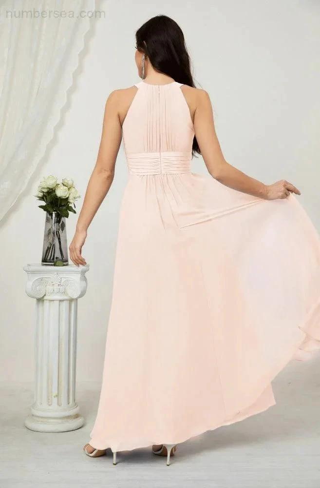 ZapDress Formal Party Gown Dress Chiffon Halter Long Sleeveless Bridesmaid Dresses 2802 (ZD16960)