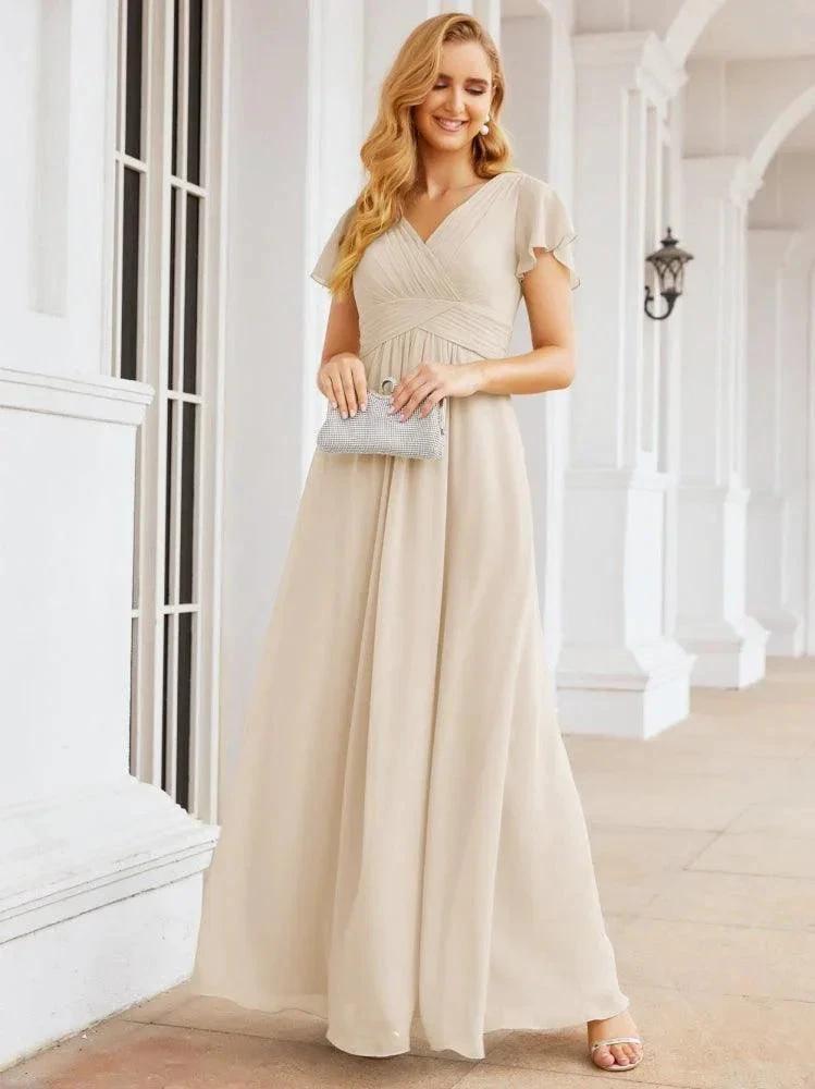 Numbersea Formal Prom Gowns for Mother of The Bride Cap Sleeves Bridesmaid Dress 28047 by numbersea