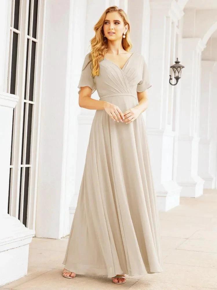 Numbersea Formal Prom Gowns for Mother of The Bride Short Sleeves Bridesmaid Dress 28049 by numbersea
