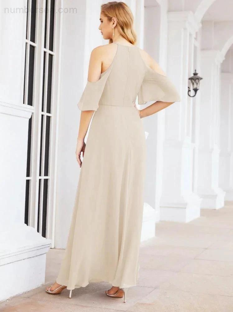 ZapDress Cold Shoulder Bridesmaid Dresses A-Line Long Formal Evening Gowns 28074 (ZD17048)