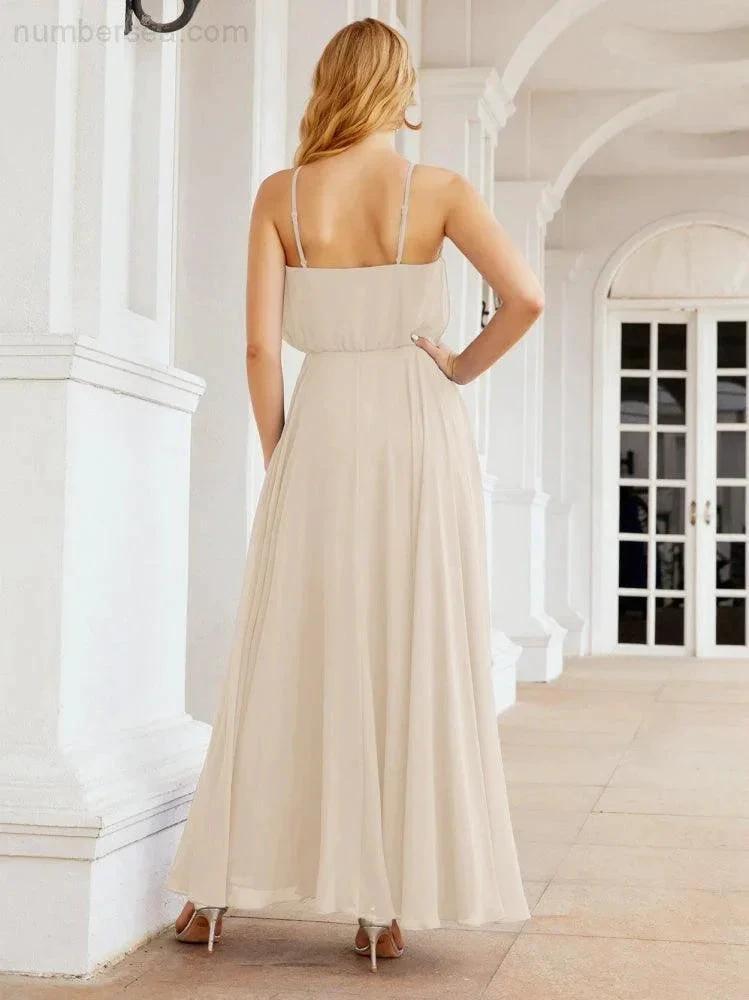 ZapDress Halter Long Bridesmaid Dresses Formal A line Juniors Dress 28029 (ZD17029)
