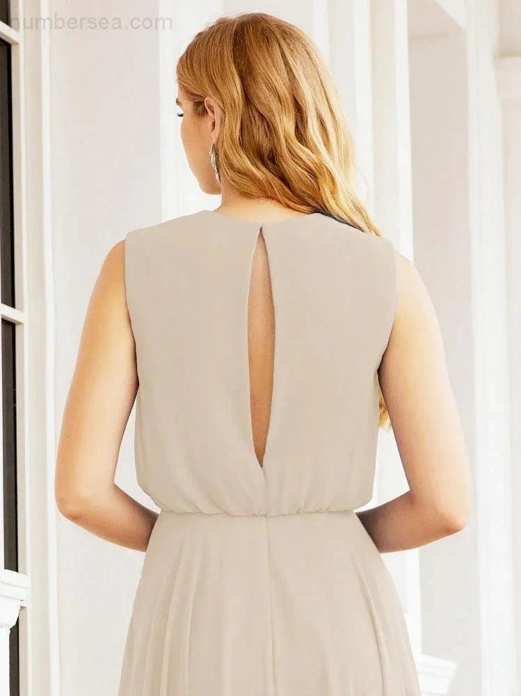 ZapDress Sleeveless Long Bridesmaid Dress A line Formal Evening Prom Gown 28025 (ZD17053)