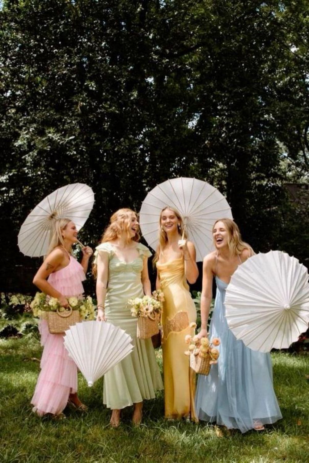 Stylish A Line Halter Neck/Spaghetti Straps Long Bridesmaid Dress with Ruffles