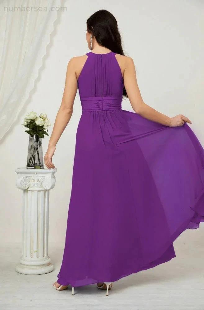 ZapDress Formal Party Gown Dress Chiffon Halter Long Sleeveless Bridesmaid Dresses 2802 (ZD16960)