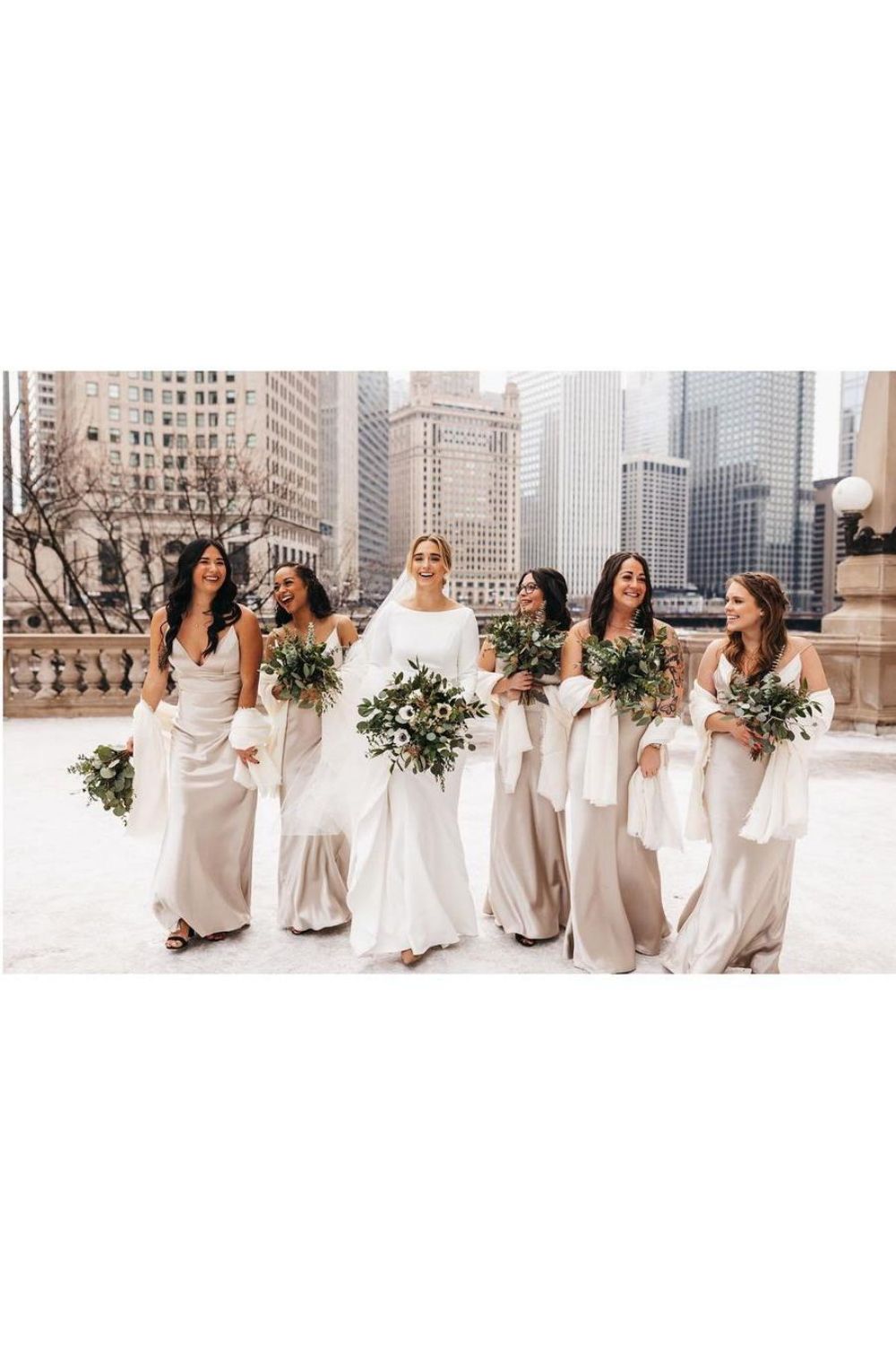 Simple A Line V Neck Light Champagne Long Bridesmaid Dress