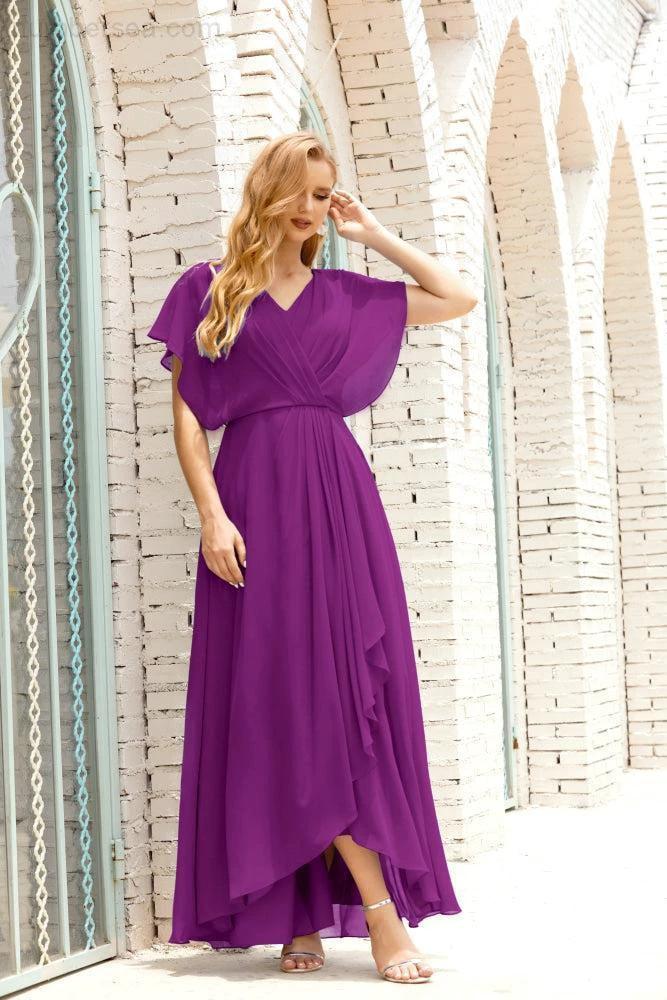 Zapdress Mother of The Bride Dresses Plus Size V-Neck Floor Length Formal Prom Dress for Wedding Guest 28020 (ZD17058)