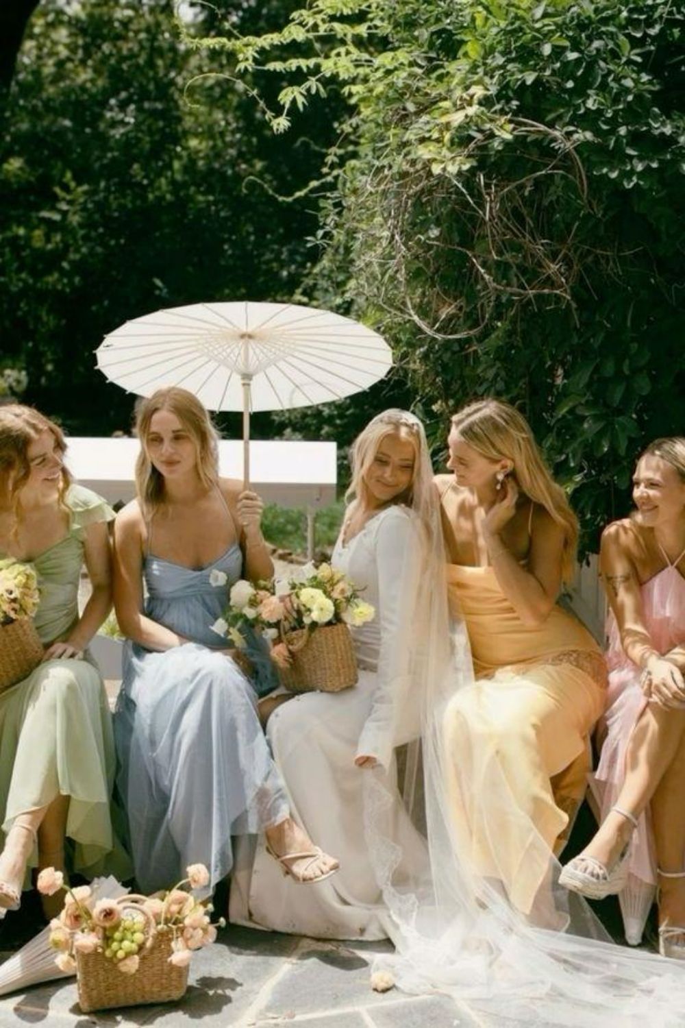 Stylish A Line Halter Neck/Spaghetti Straps Long Bridesmaid Dress with Ruffles