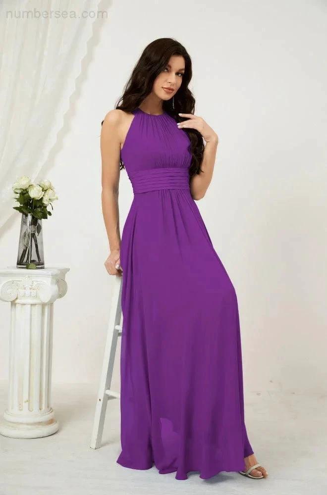 ZapDress Formal Party Gown Dress Chiffon Halter Long Sleeveless Bridesmaid Dresses 2802 (ZD16960)