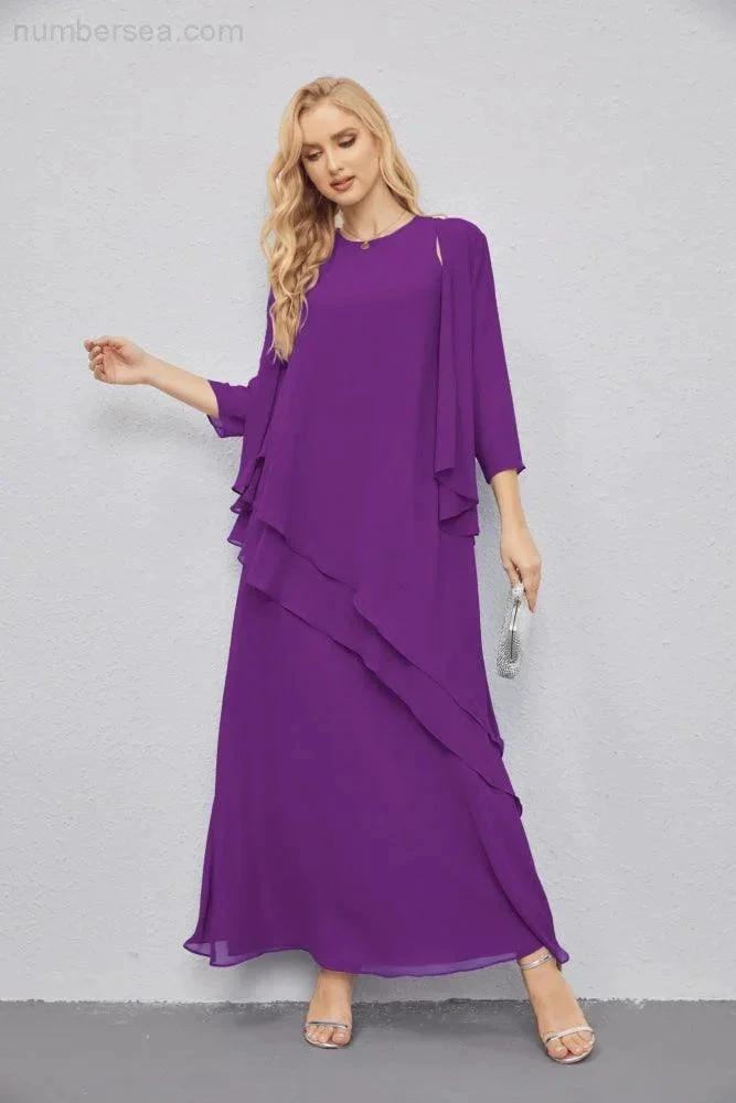 Mother of Bride Dresses with Open Front Lightweight Cardigan Formal Prom Gown 28081 (ZD16990)