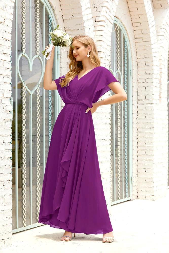 Zapdress Mother of The Bride Dresses Plus Size V-Neck Floor Length Formal Prom Dress for Wedding Guest 28020 (ZD17058)