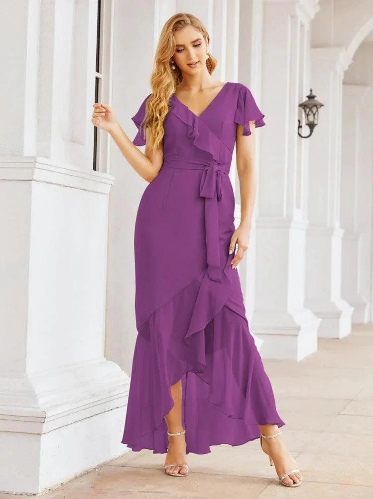 Numbersea Ruffled Bridesmaid Dresses Mermaid Formal Violin Evening Party Prom Gowns 28042 by numbersea