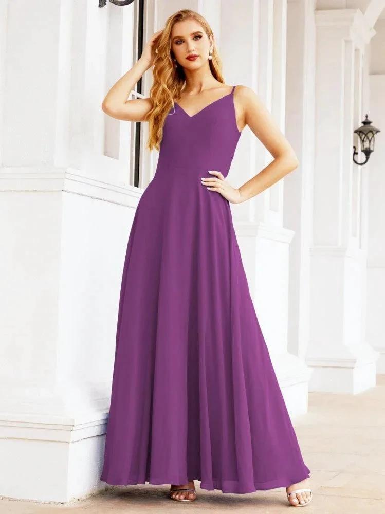 Numbersea Spaghetti Strap Bridesmaid Dresses V Neck Butterfly Back Fromal Evening Party Prom Gown 28036 by numbersea
