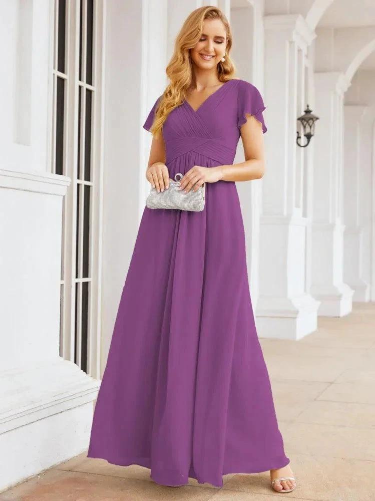 Numbersea Formal Prom Gowns for Mother of The Bride Cap Sleeves Bridesmaid Dress 28047 by numbersea