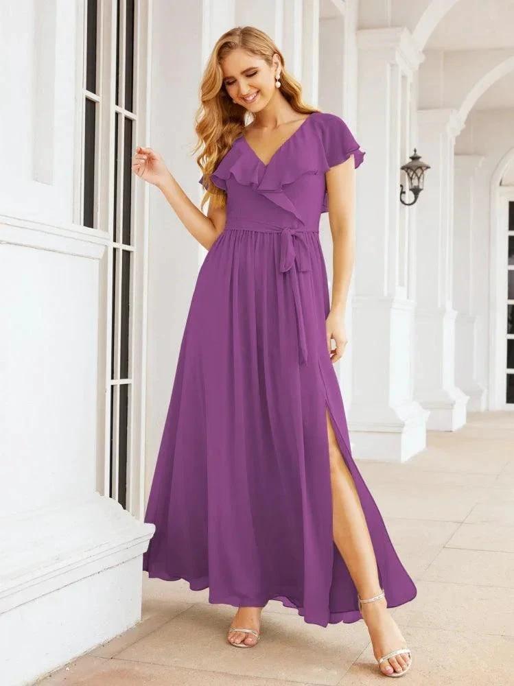 Bridesmaid Dresses with Flutter Sleeves Formal Evening Party Prom Gowns 28044 by numbersea