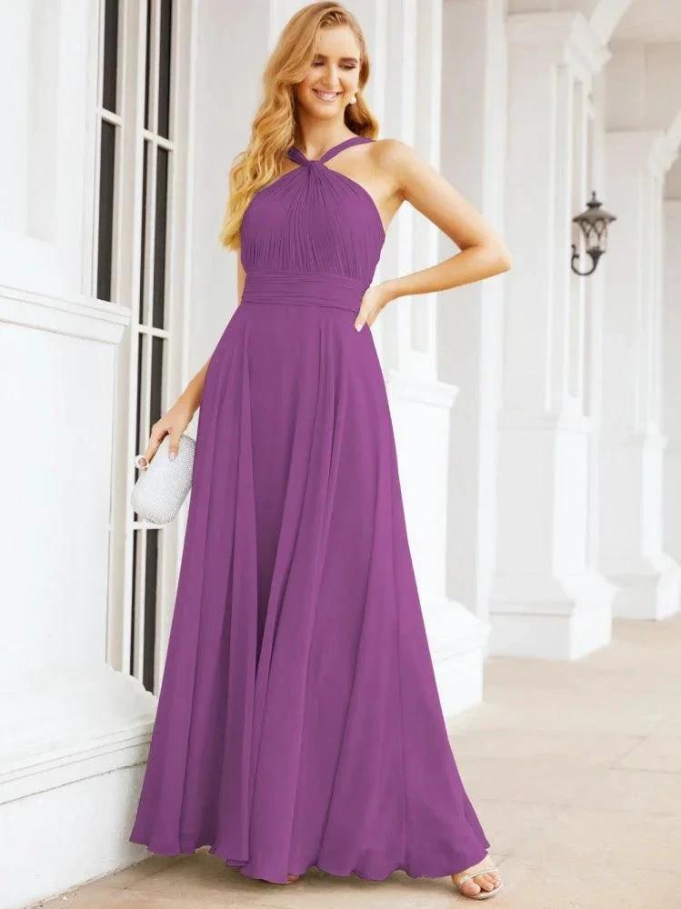 Numbersea Crisscross Halter Bridesmaid Dresses for Party Wedding Evening Prom Maxi Ball Gowns 28053 by numbersea