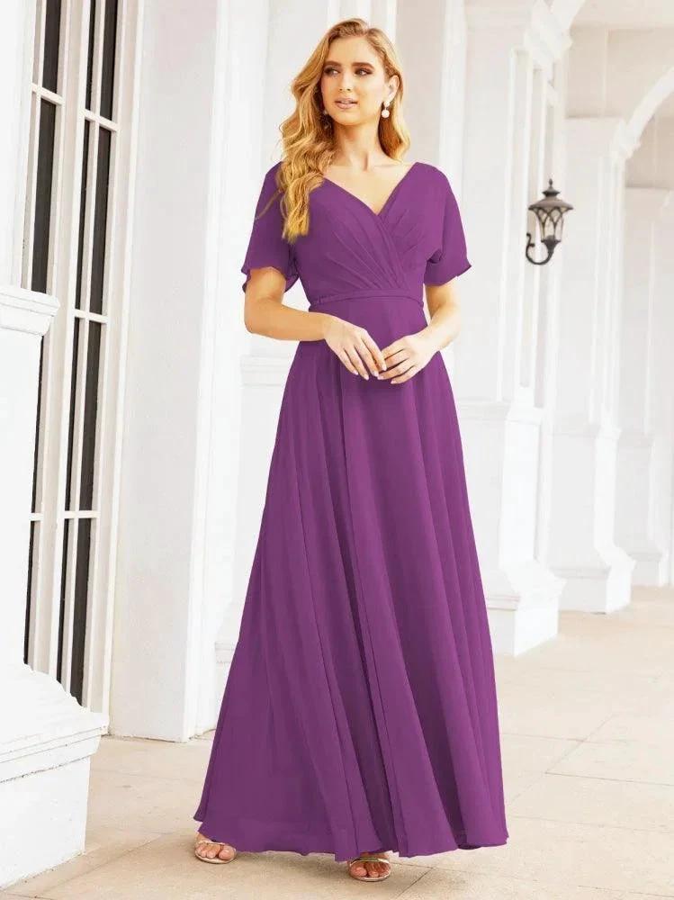 Numbersea Formal Prom Gowns for Mother of The Bride Short Sleeves Bridesmaid Dress 28049 by numbersea