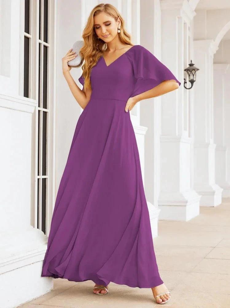 Numbersea Bridesmaid Dresses for Wedding Formal Evening Party Prom Gown with Cape 28050 by numbersea
