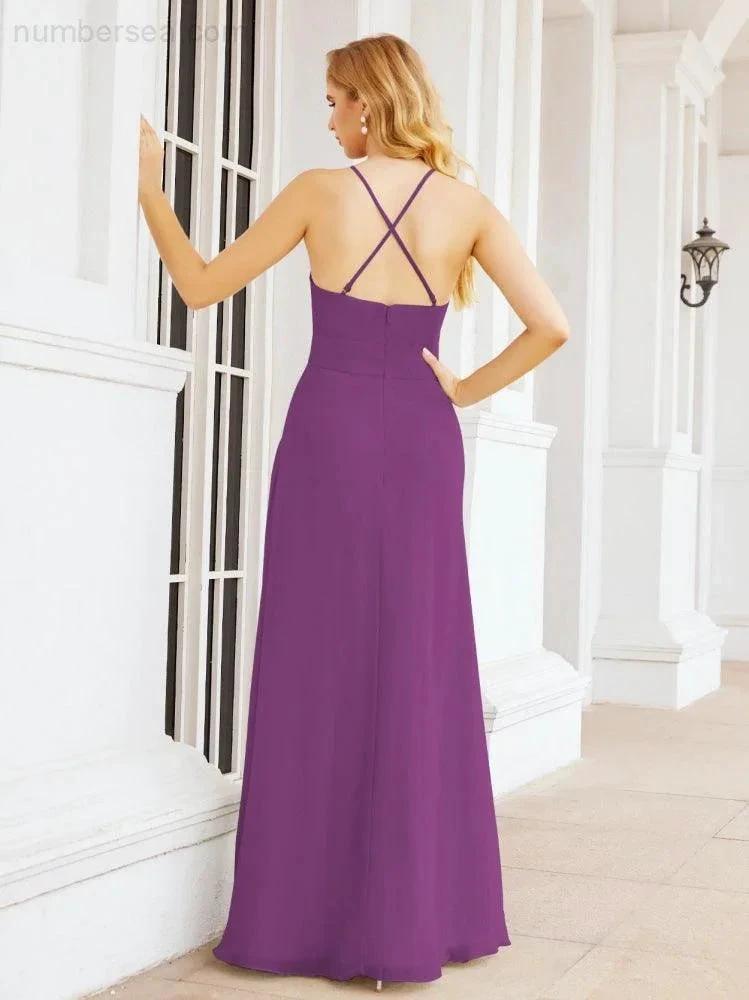 ZapDress Halter Bridesmaid Dresses with Pockets Sleeveless Formal Evening Party Prom Gowns 28055 (ZD17039)